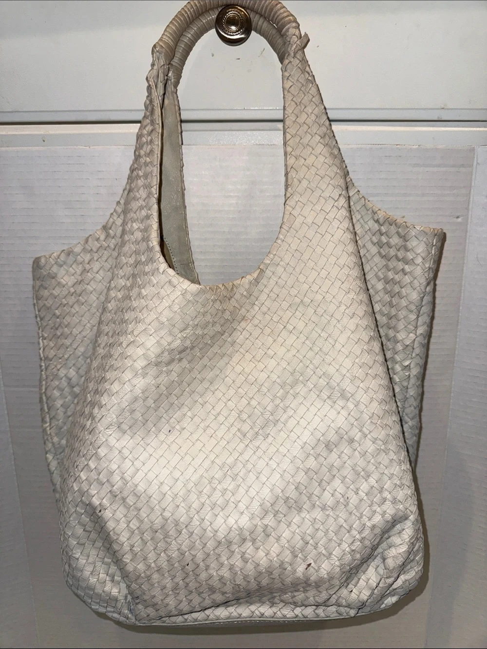 Elliott Lucca Woven Leather Hobo Bag Double Shoulder Handbag